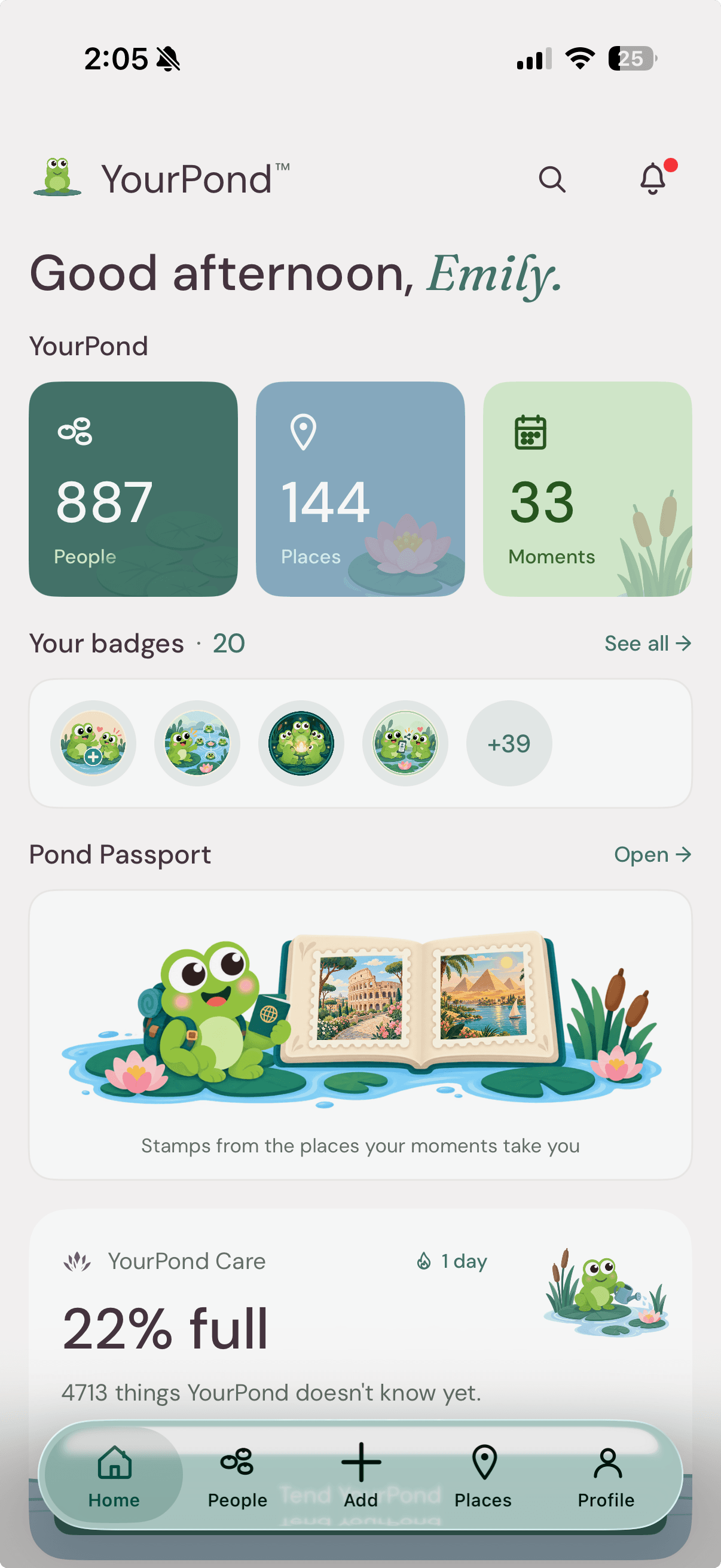 Amara Okafor's contact detail page in YourPond