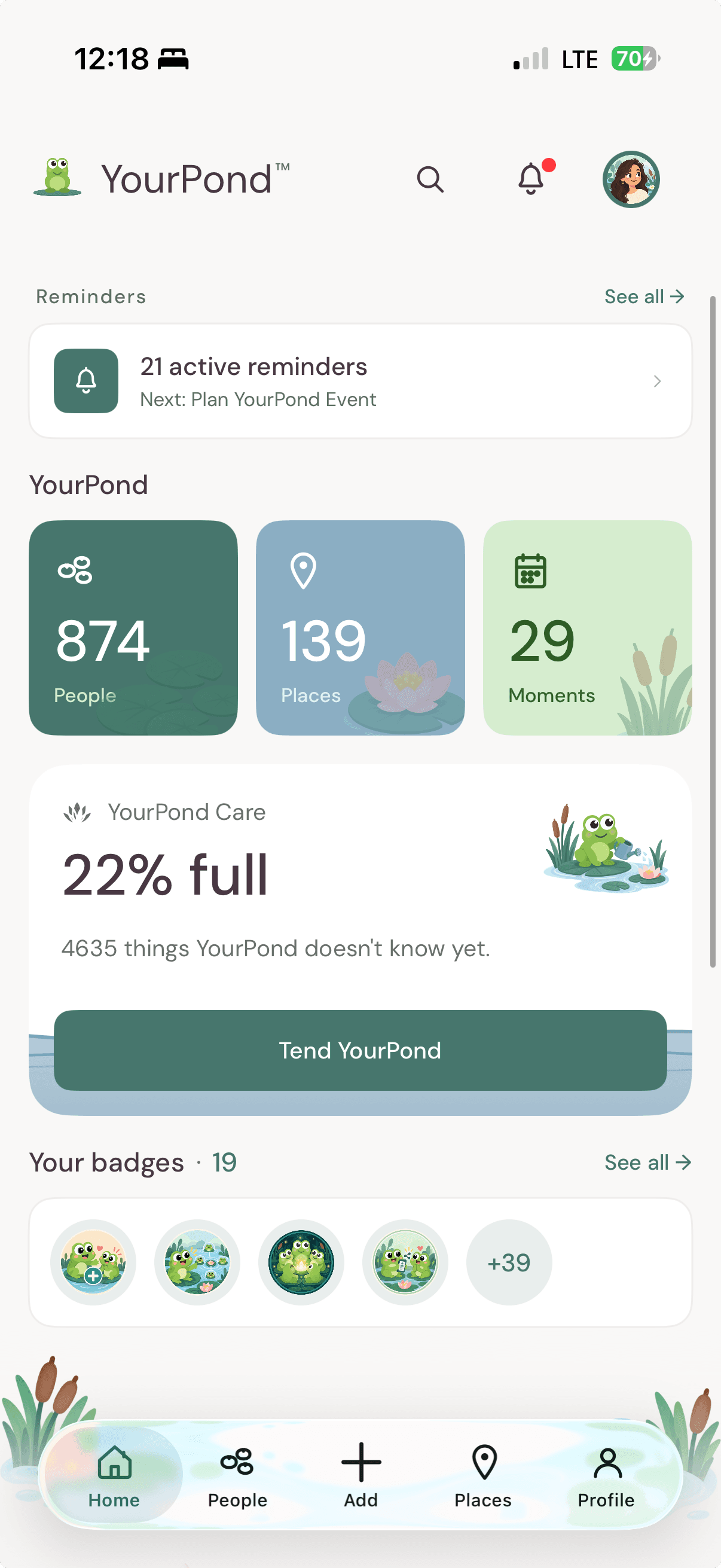 Amara Okafor's contact detail page in YourPond